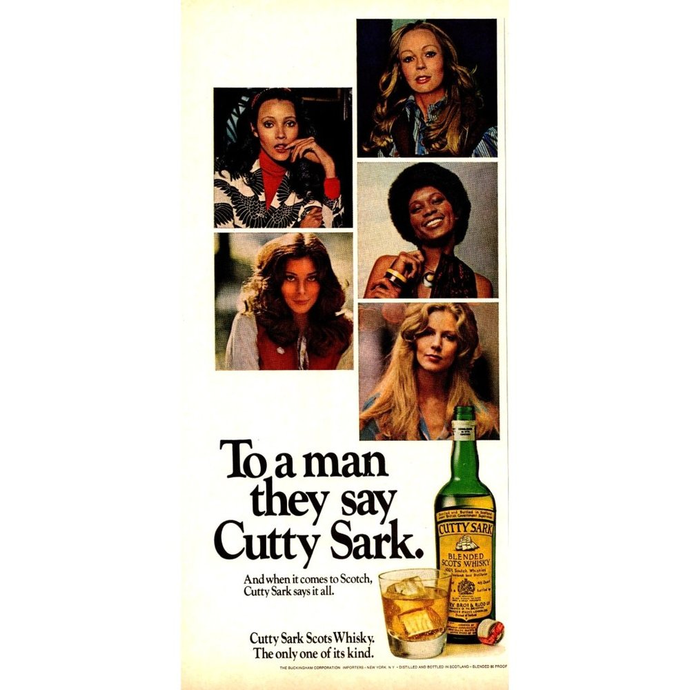 1972 Cutty Sark Scotch Whiskey Vintage Print Ad Women Head Shot Wall Art Photo